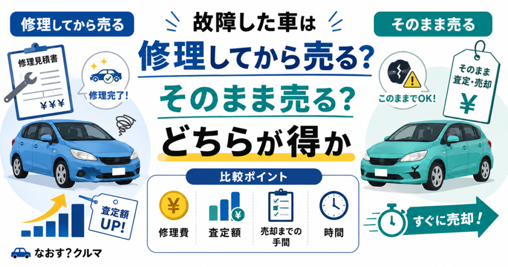 「故障した車は修理してから売る？そのまま売る？どちらが得か」と書かれた記事のタイトル画像